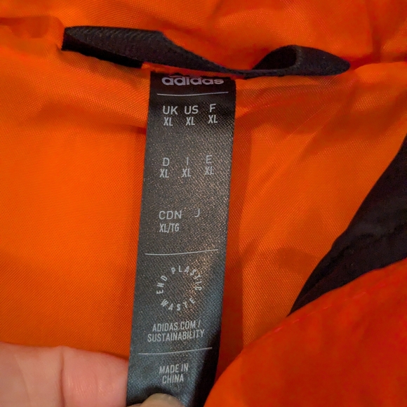 Adidas 3-Stripes BSC 3S Puffy Hooded Jacket Orange Size XL  HG4885 - Picture 5 of 9